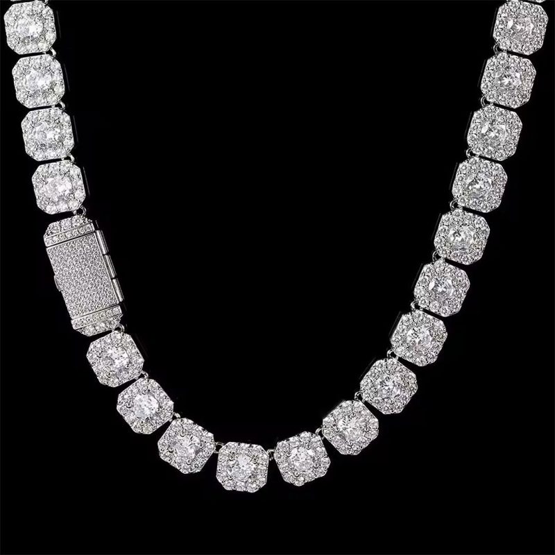 Iced Out Clustered Tennis Cuban Chain