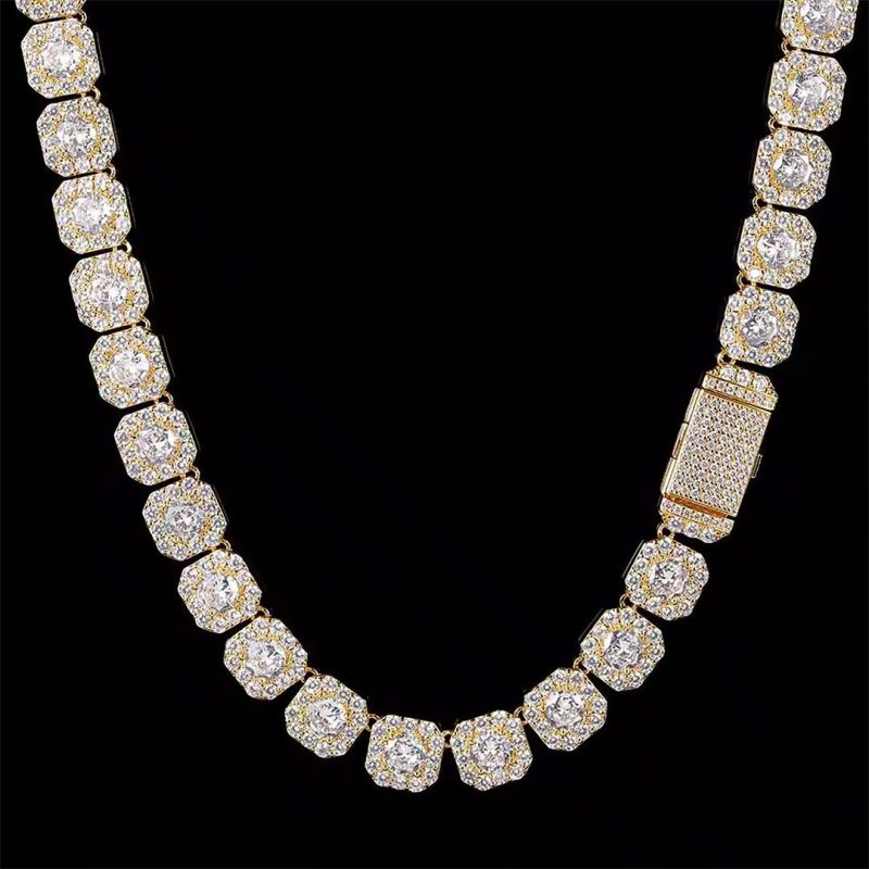Iced Out Clustered Tennis Cuban Chain