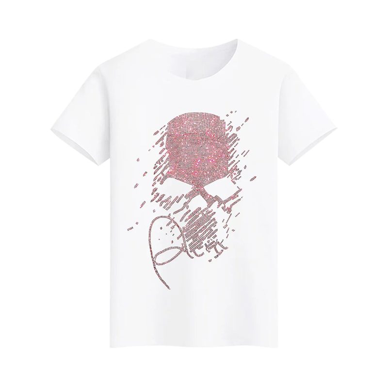 Skull Hot Drill Scary Rhinestone T-shirt