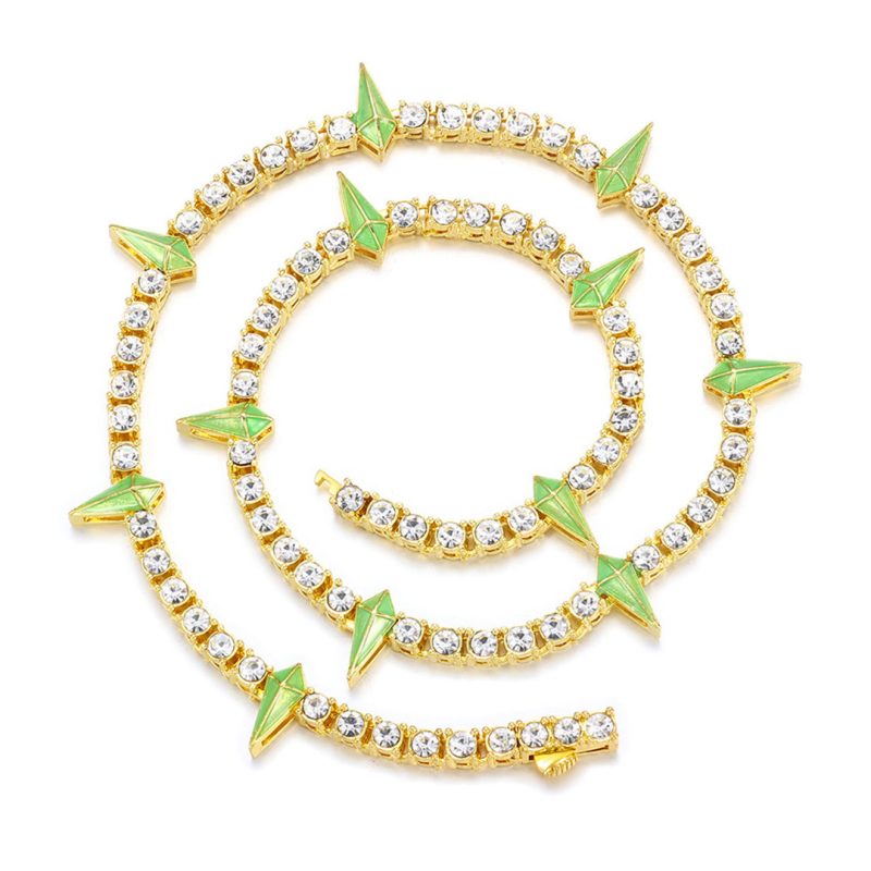 Iced Out Dropwater Shape Bling Rhinestone Chain