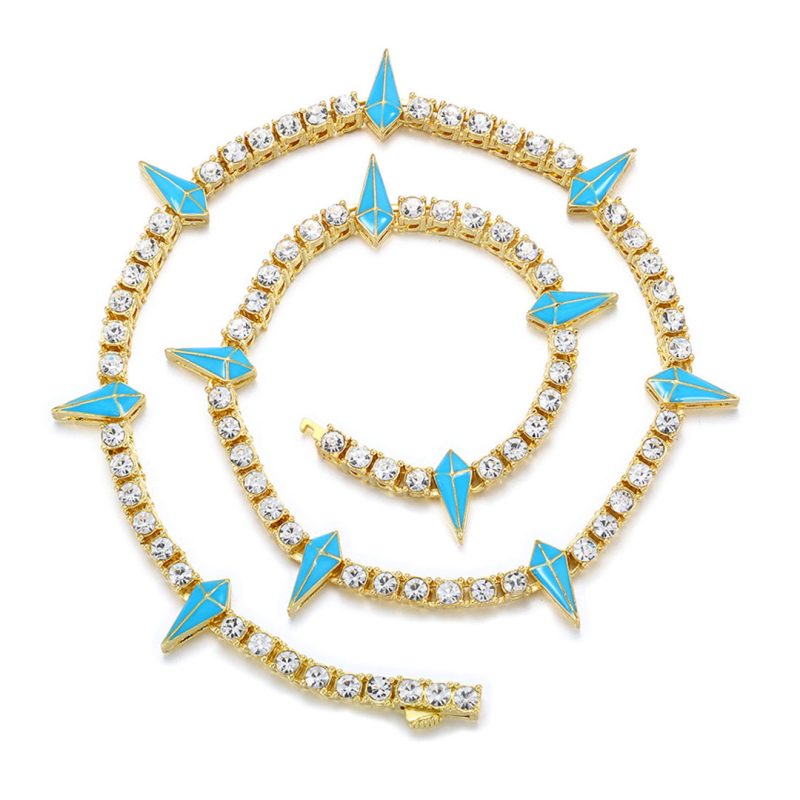 Iced Out Dropwater Shape Bling Rhinestone Chain