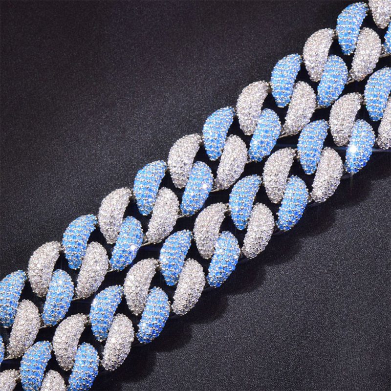 Two Tone Bubble Round Cuban Link Chain