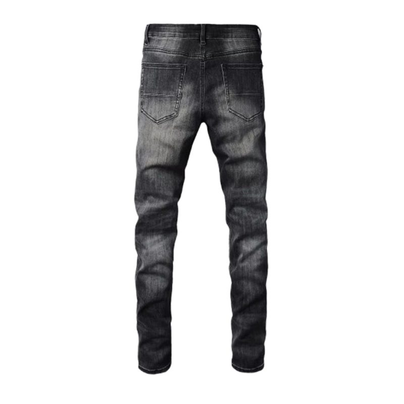 Men's Patch Holes Ripped Distressed Denim Jeans